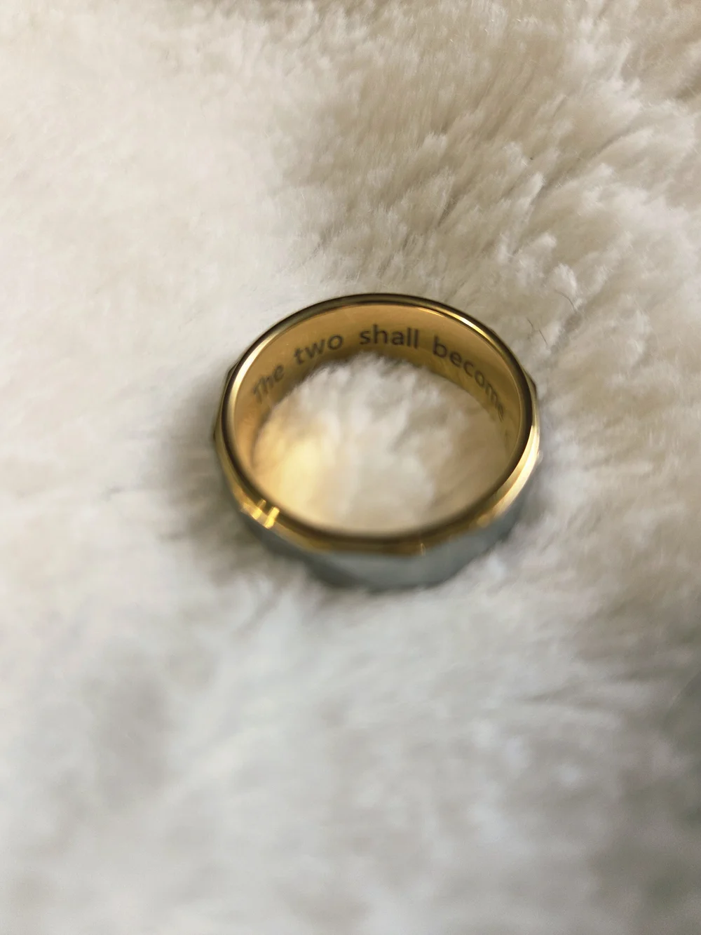Men's Two-Tone Faceted Ring - Size 10 - Gold and Gunmetal